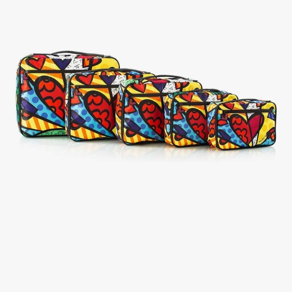 Colorful Heart Print Packing Cube Set - 5 Piece